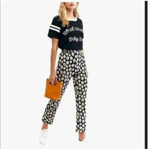 NWT Free People Daisy Print Clean Crop Stretch Pants Size 0 - Picture 1 of 5